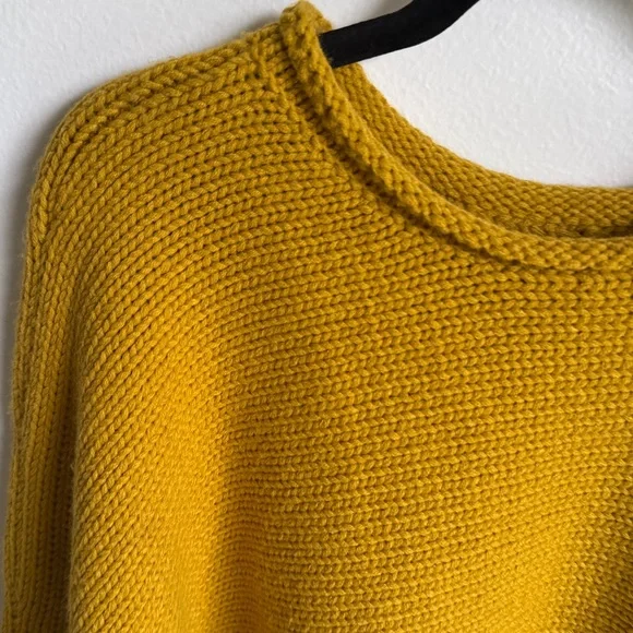 Jack by BB Dakota Talk Mustard Yellow Cropped Knit Sweater, Small - Picture 5 of 10